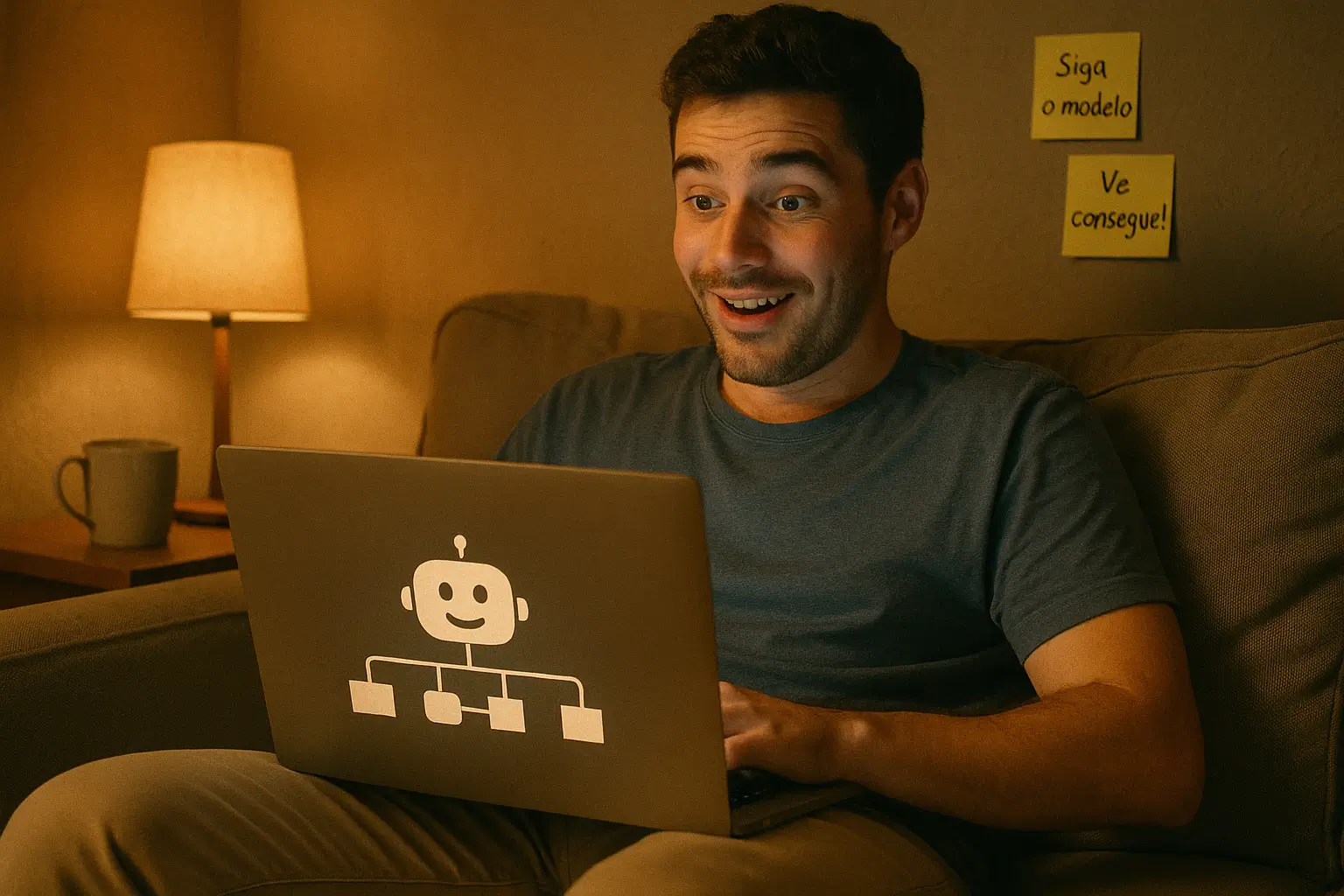 Pessoa comum iniciando projeto com notebook