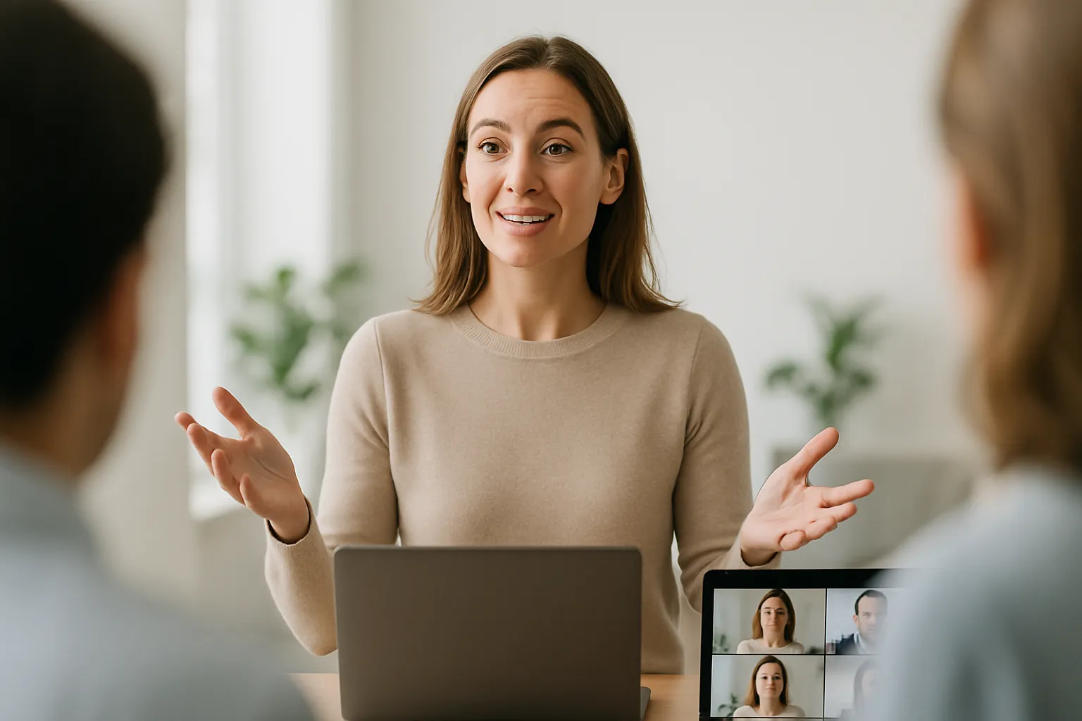 Pessoa se comunicando com confiança