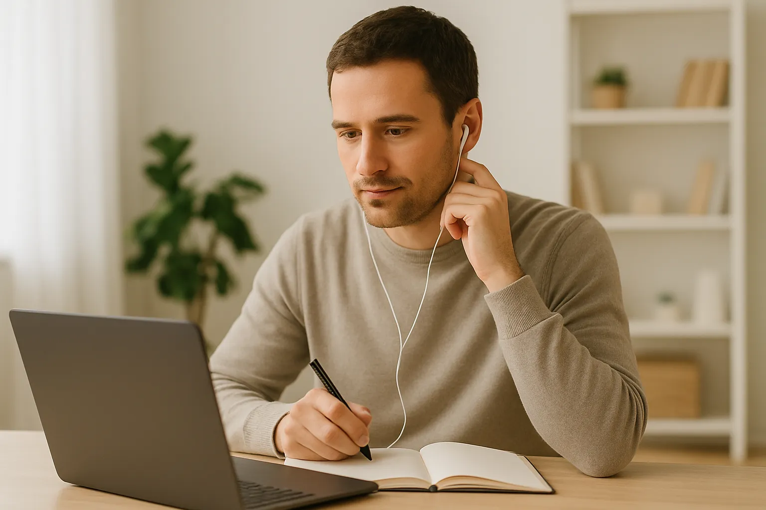 Pessoa estudando oratória com atenção